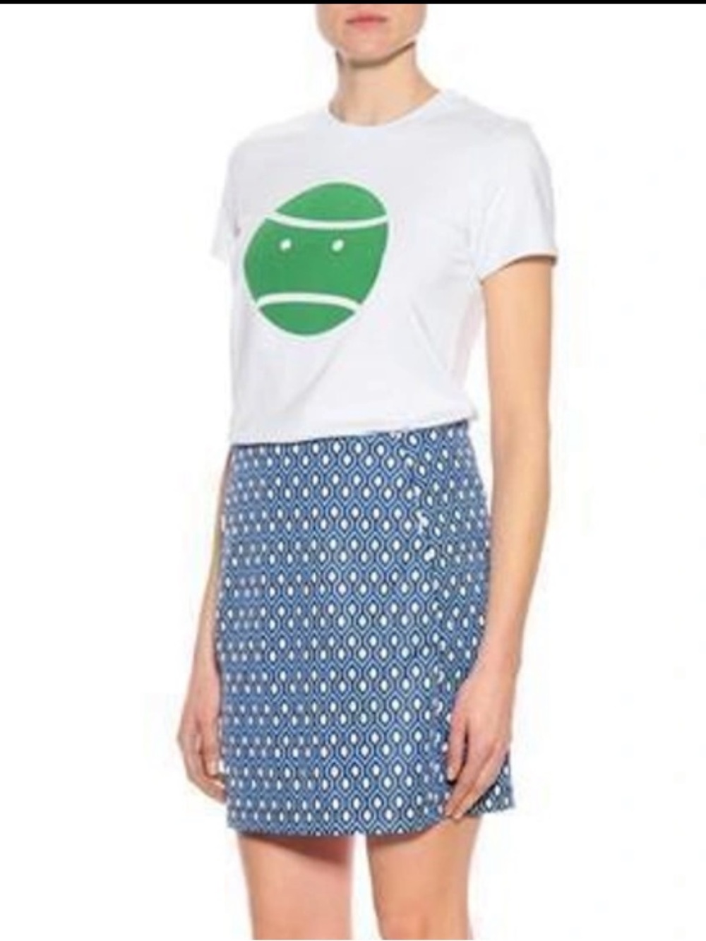 Tory Sport Light Blue Tee with Green Tennis Face Graphic